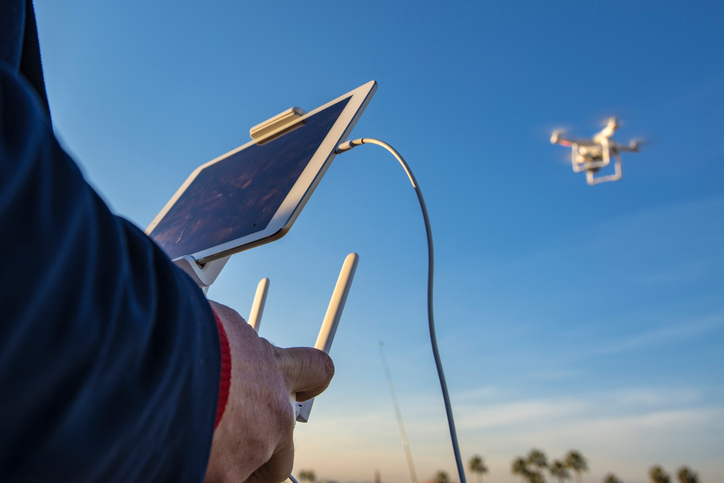 hurricane recovery assistance drone flying operated by ipad