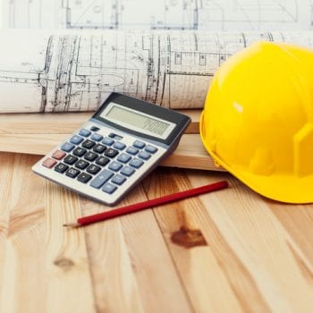 Construction Funds Control calculator construction drawings yellow hard hat