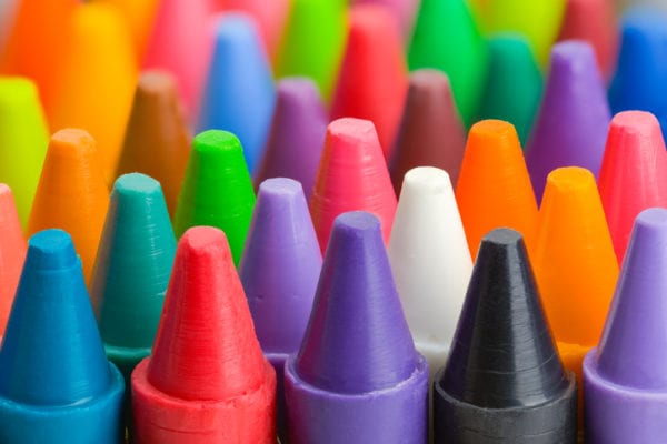 tops of colorful crayons asbestos